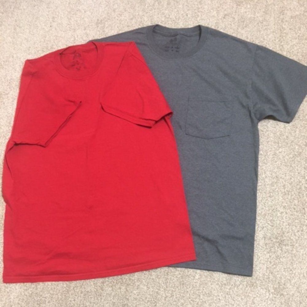 Men's Fruit of the Loom T-Shirts Size M (Lot of 2) Red and Gray